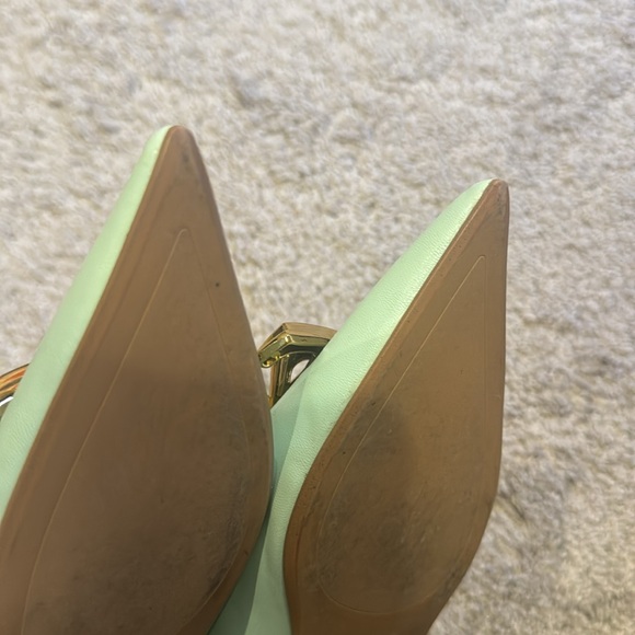 Zara mint green golden buckle pointy women’s slides mules flats sandals shoes 39 - Picture 5 of 6